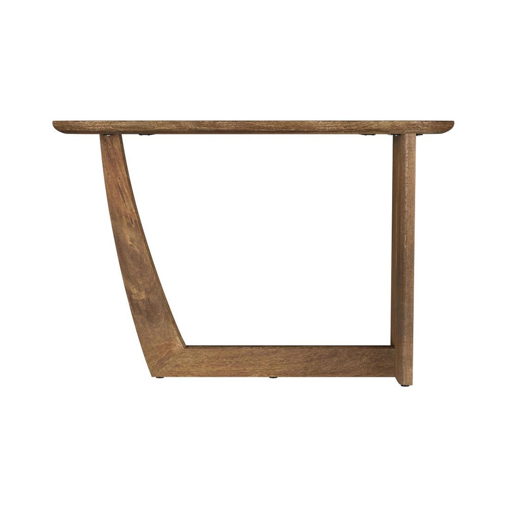 Oval Solid Mango Wood Entryway Console Table, Brown Console Table