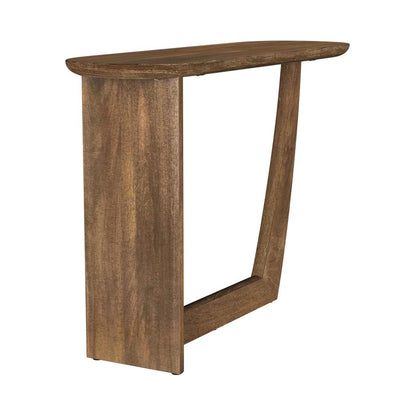 Oval Solid Mango Wood Entryway Console Table, Brown Console Table