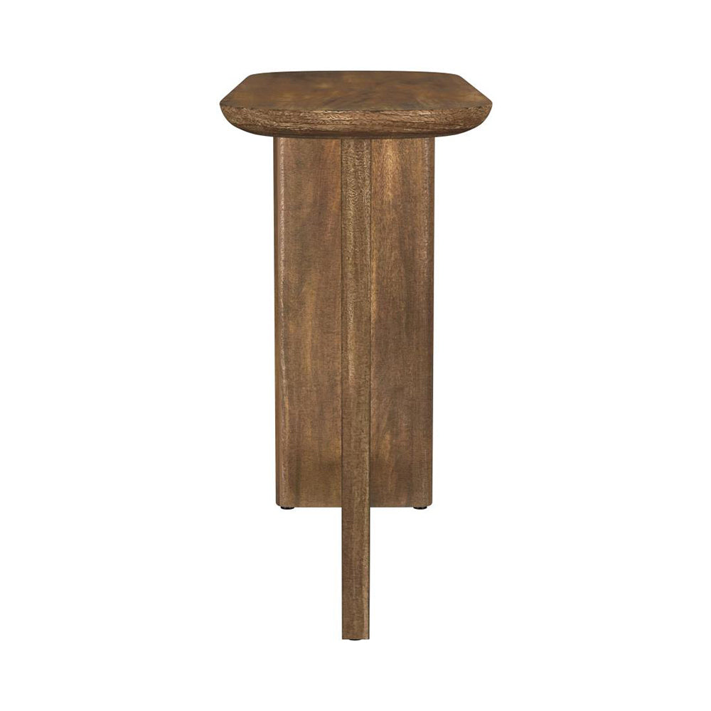 Oval Solid Mango Wood Entryway Console Table, Brown Console Table