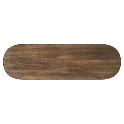 Oval Solid Mango Wood Entryway Console Table, Brown Console Table