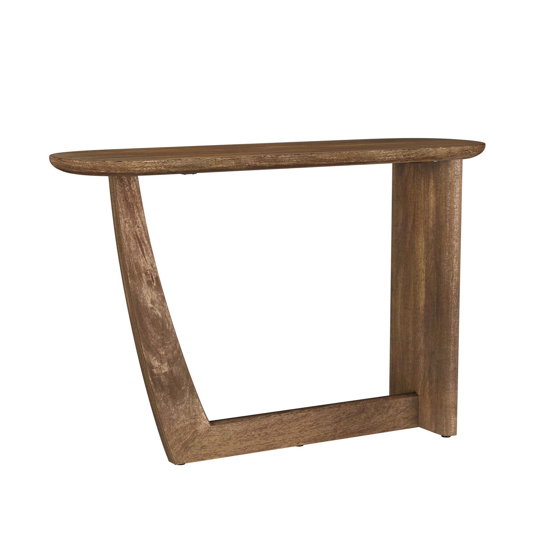 Oval Solid Mango Wood Entryway Console Table, Brown Console Table