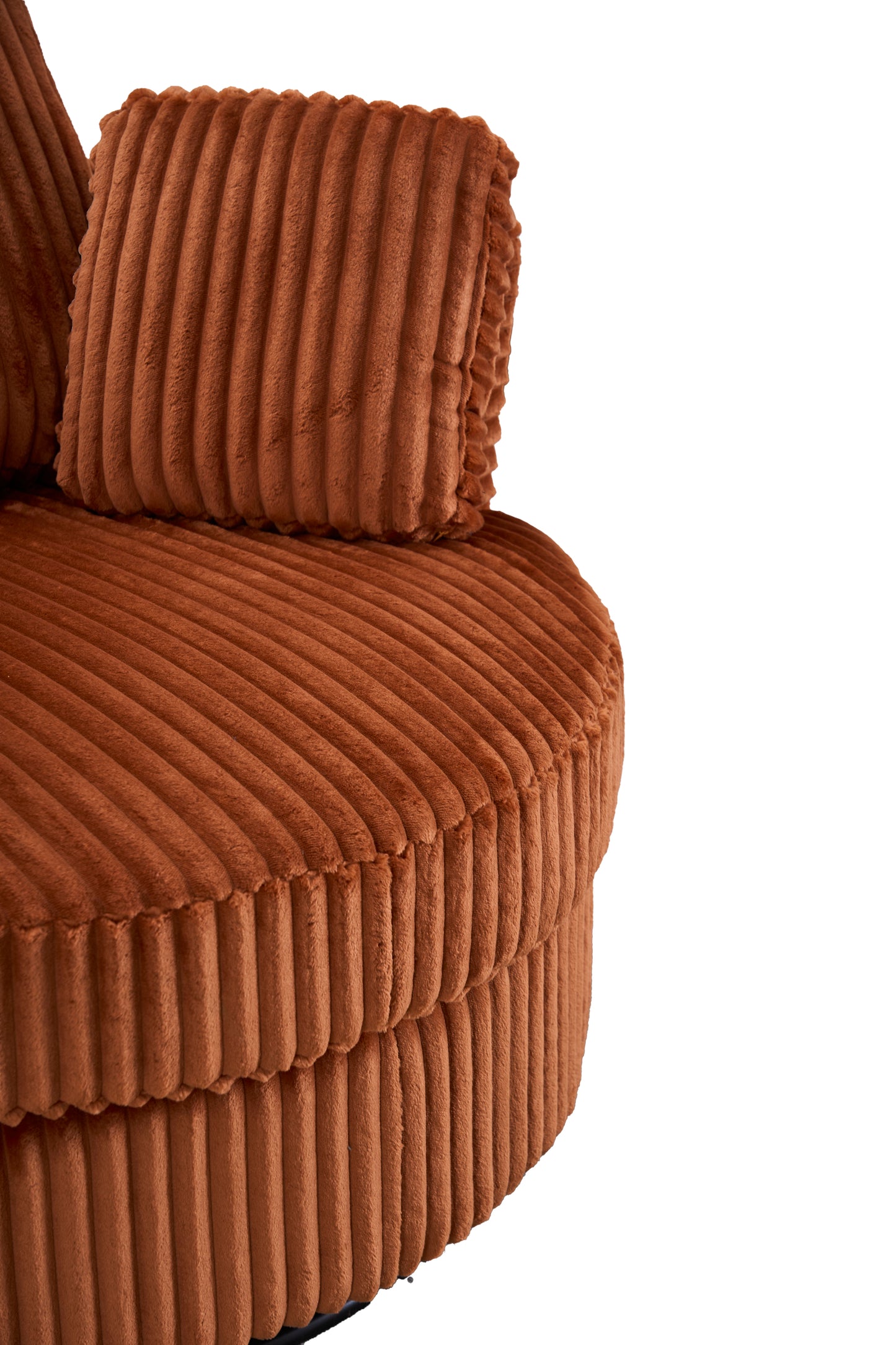 Oversized 360 Degreed Swivel Accent Chair Modern Soft Plush Corduroy Round Barrel Chair for Living Room Bedroom with Pillows, Orange