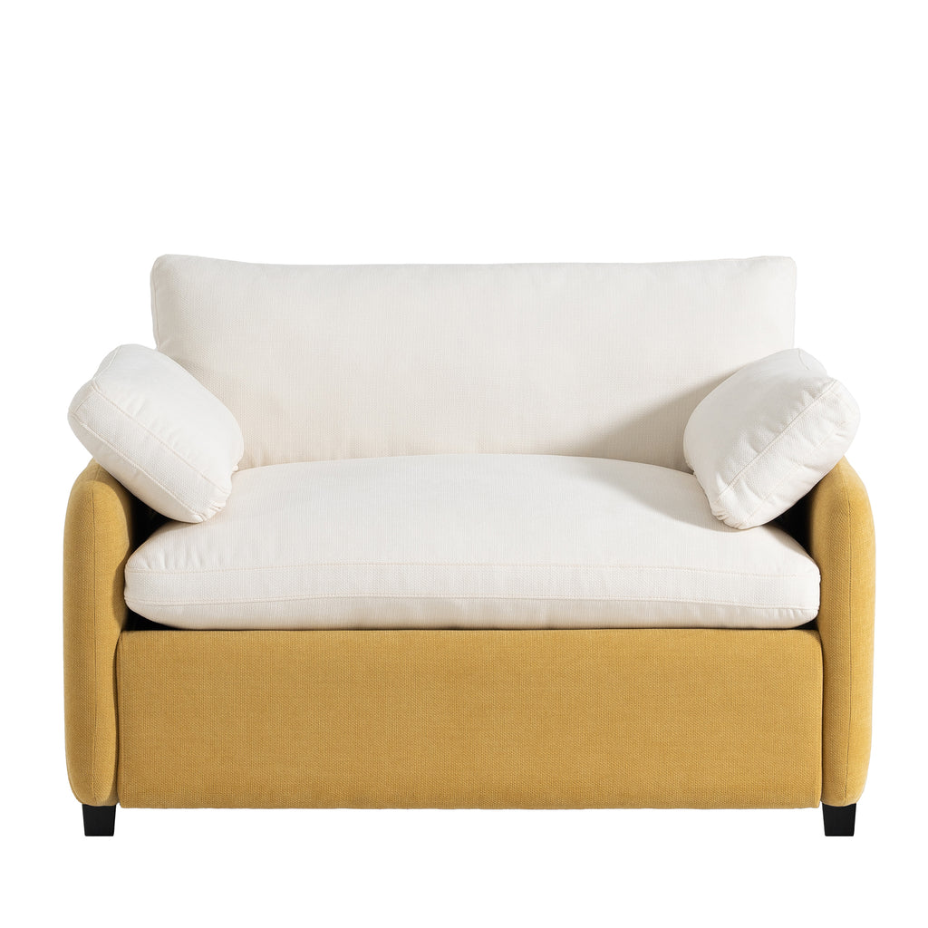 [Video]50*43 Oversized Chenille Single Sofa Chair,Wide and Deep Seat Accent Chair,Modern Upholstered Comfy Armchair,Color Blocking Couch Lounge with Pillows for Living Room,Apartment,Bedroom,3 Colors