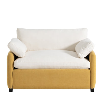 [Video]50*43 Oversized Chenille Single Sofa Chair,Wide and Deep Seat Accent Chair,Modern Upholstered Comfy Armchair,Color Blocking Couch Lounge with Pillows for Living Room,Apartment,Bedroom,3 Colors