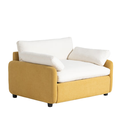 [Video]50*43 Oversized Chenille Single Sofa Chair,Wide and Deep Seat Accent Chair,Modern Upholstered Comfy Armchair,Color Blocking Couch Lounge with Pillows for Living Room,Apartment,Bedroom,3 Colors