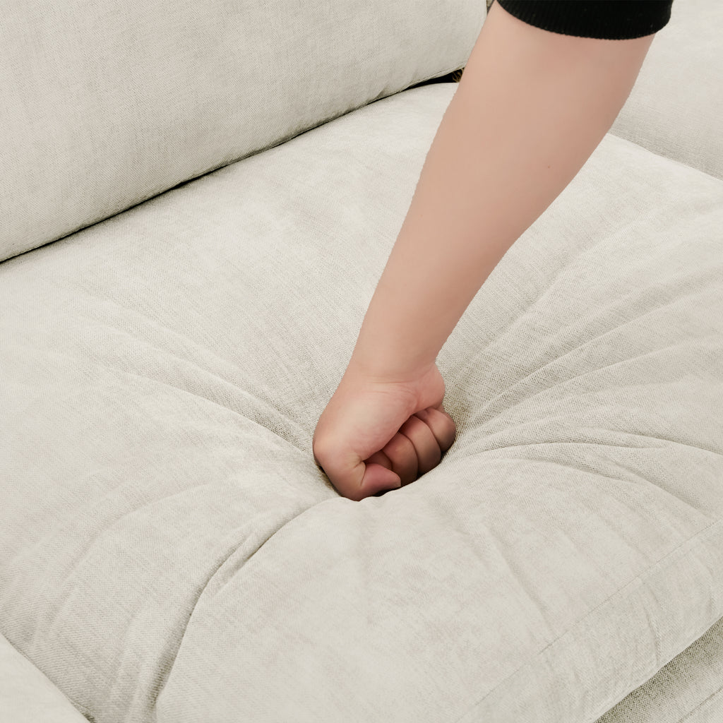 31.9' Cozy Upholstered Armchair Oversized Comfy Cloud Sofa Double Cushion Single Sofa Plush Cushion Armchair for Living Room, Beige