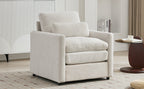 31.9' Cozy Upholstered Armchair Oversized Comfy Cloud Sofa Double Cushion Single Sofa Plush Cushion Armchair for Living Room, Beige