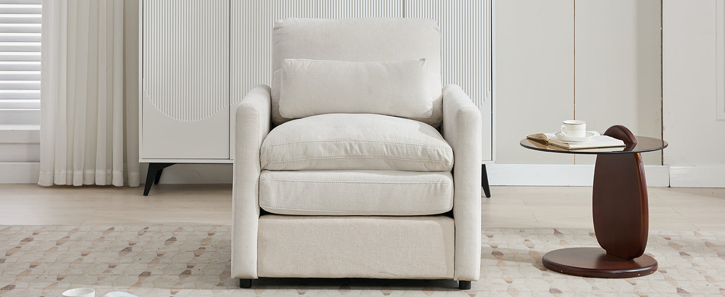 31.9' Cozy Upholstered Armchair Oversized Comfy Cloud Sofa Double Cushion Single Sofa Plush Cushion Armchair for Living Room, Beige