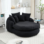Oversized Oval Upholstered Bean Bag Sofa, Lazy Sofa with 3 Large Pillows and 2 Small Pillows, Wrap Around Backrest for Adults, Chenille Fabric Lazy Floor Bean Bag Sofa Bean Bag Chairs