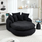 Oversized Oval Upholstered Bean Bag Sofa, Lazy Sofa with 3 Large Pillows and 2 Small Pillows, Wrap Around Backrest for Adults, Chenille Fabric Lazy Floor Bean Bag Sofa Bean Bag Chairs