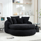Oversized Oval Upholstered Bean Bag Sofa, Lazy Sofa with 3 Large Pillows and 2 Small Pillows, Wrap Around Backrest for Adults, Chenille Fabric Lazy Floor Bean Bag Sofa Bean Bag Chairs