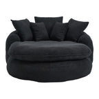 Oversized Oval Upholstered Bean Bag Sofa, Lazy Sofa with 3 Large Pillows and 2 Small Pillows, Wrap Around Backrest for Adults, Chenille Fabric Lazy Floor Bean Bag Sofa Bean Bag Chairs