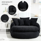 Oversized Oval Upholstered Bean Bag Sofa, Lazy Sofa with 3 Large Pillows and 2 Small Pillows, Wrap Around Backrest for Adults, Chenille Fabric Lazy Floor Bean Bag Sofa Bean Bag Chairs