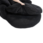 Oversized Oval Upholstered Bean Bag Sofa, Lazy Sofa with 3 Large Pillows and 2 Small Pillows, Wrap Around Backrest for Adults, Chenille Fabric Lazy Floor Bean Bag Sofa Bean Bag Chairs