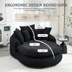 Oversized Oval Upholstered Bean Bag Sofa, Lazy Sofa with 3 Large Pillows and 2 Small Pillows, Wrap Around Backrest for Adults, Chenille Fabric Lazy Floor Bean Bag Sofa Bean Bag Chairs