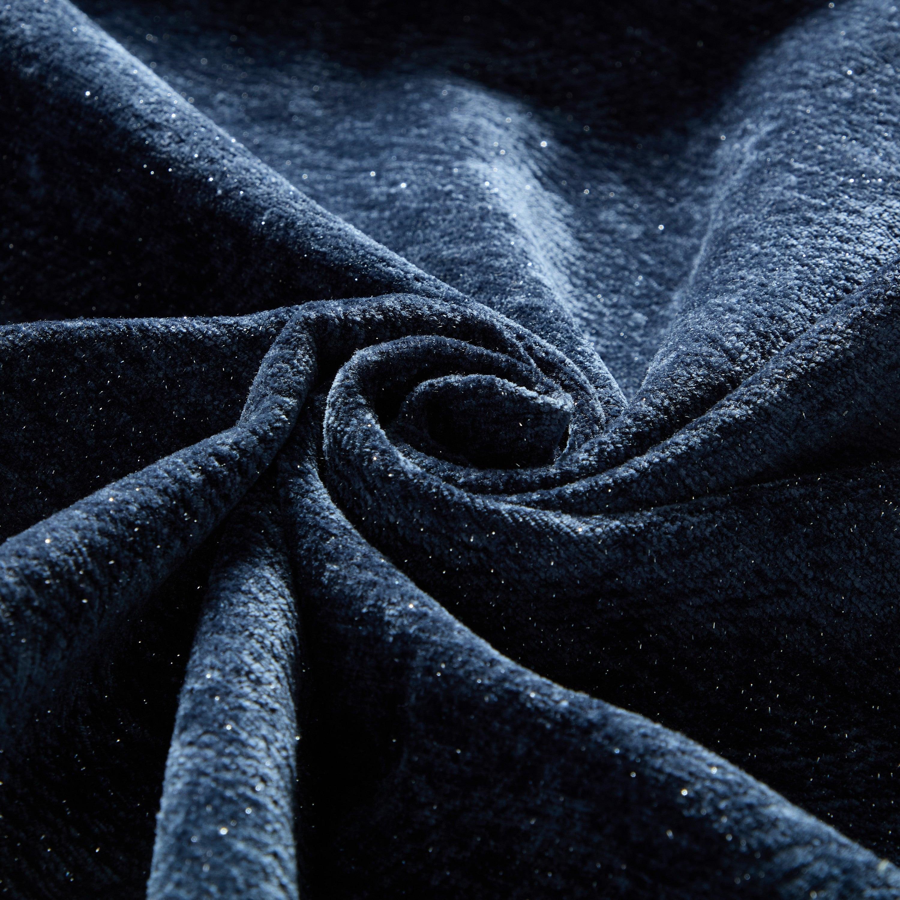 Oversized Blue Chenille Modular Sectional Sofa, Tufted.