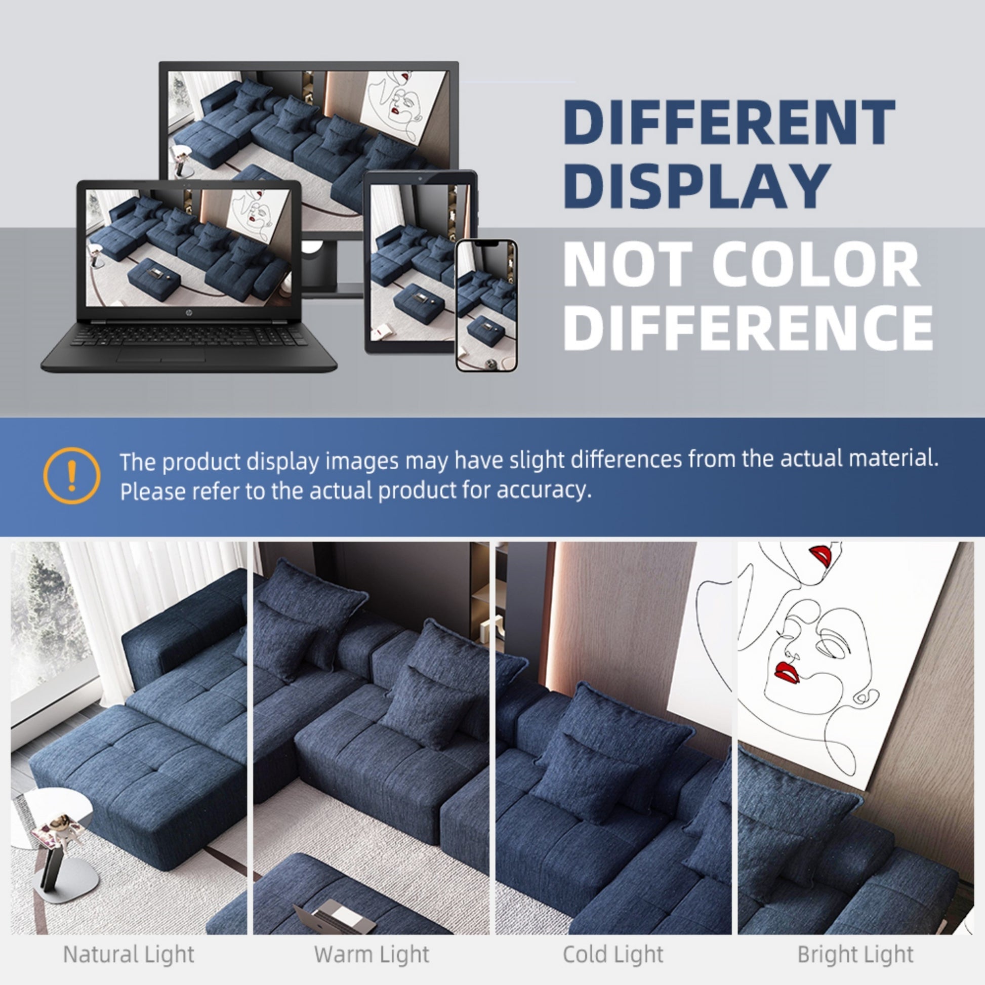 Modern Oversized Modular Sectional Sofa,Sparkling Chenille Fabric Soft Cushion Sofa with 8 Pillows,8 PCS DIY Combination Tufted Sofa,No Assembly Required,BLUE