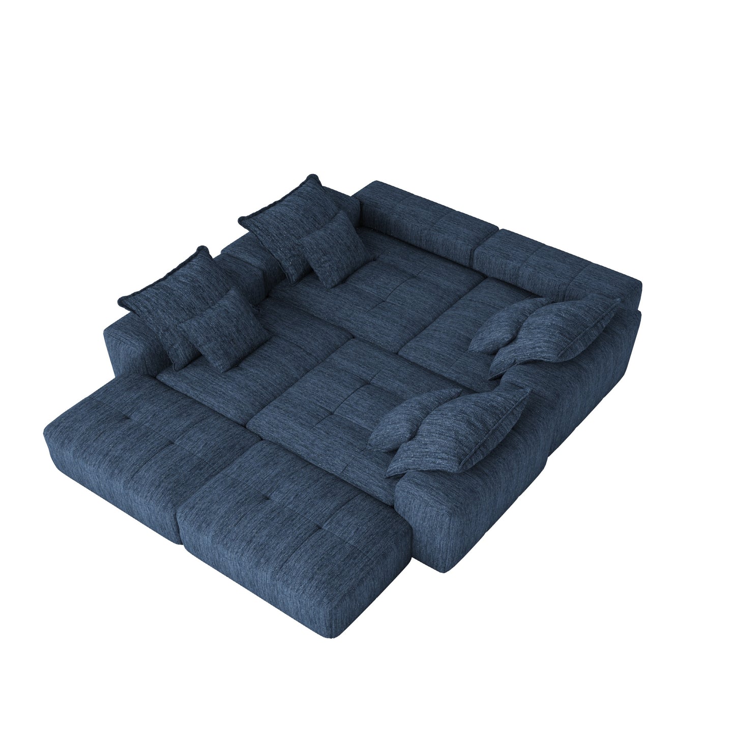Modern Oversized Modular Sectional Sofa,Sparkling Chenille Fabric Soft Cushion Sofa with 8 Pillows,8 PCS DIY Combination Tufted Sofa,No Assembly Required,BLUE
