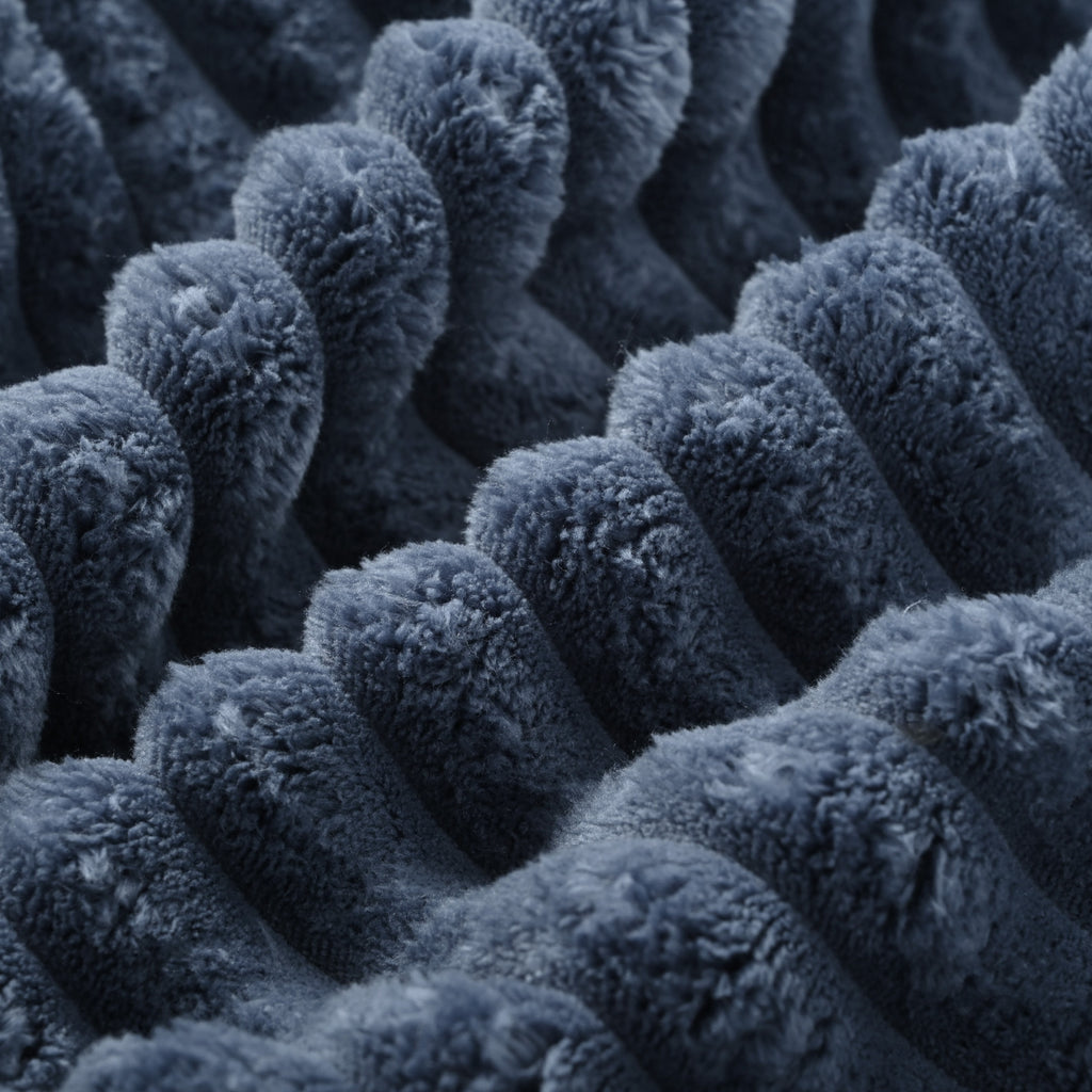 86.5 Oversized Loveseat Chaise Lounge Sectional Sofa Bed Corduroy Sleeper Sofa with Two USB Ports , Two Cup Holders and Two Throw Pillows for Living Room and Bedroom, Blue