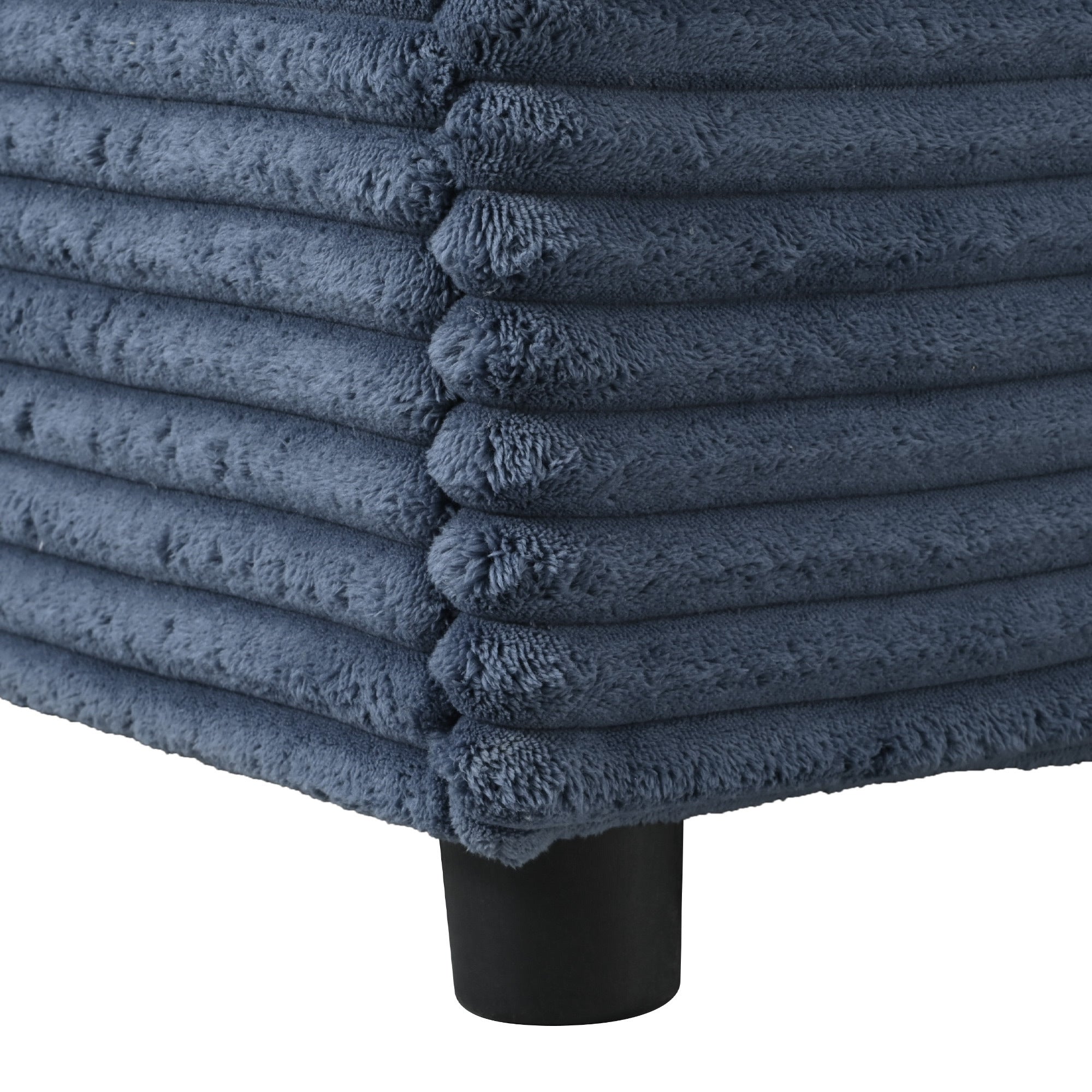 86.5 Oversized Loveseat Chaise Lounge Sectional Sofa Bed Corduroy Sleeper Sofa with Two USB Ports , Two Cup Holders and Two Throw Pillows for Living Room and Bedroom, Blue