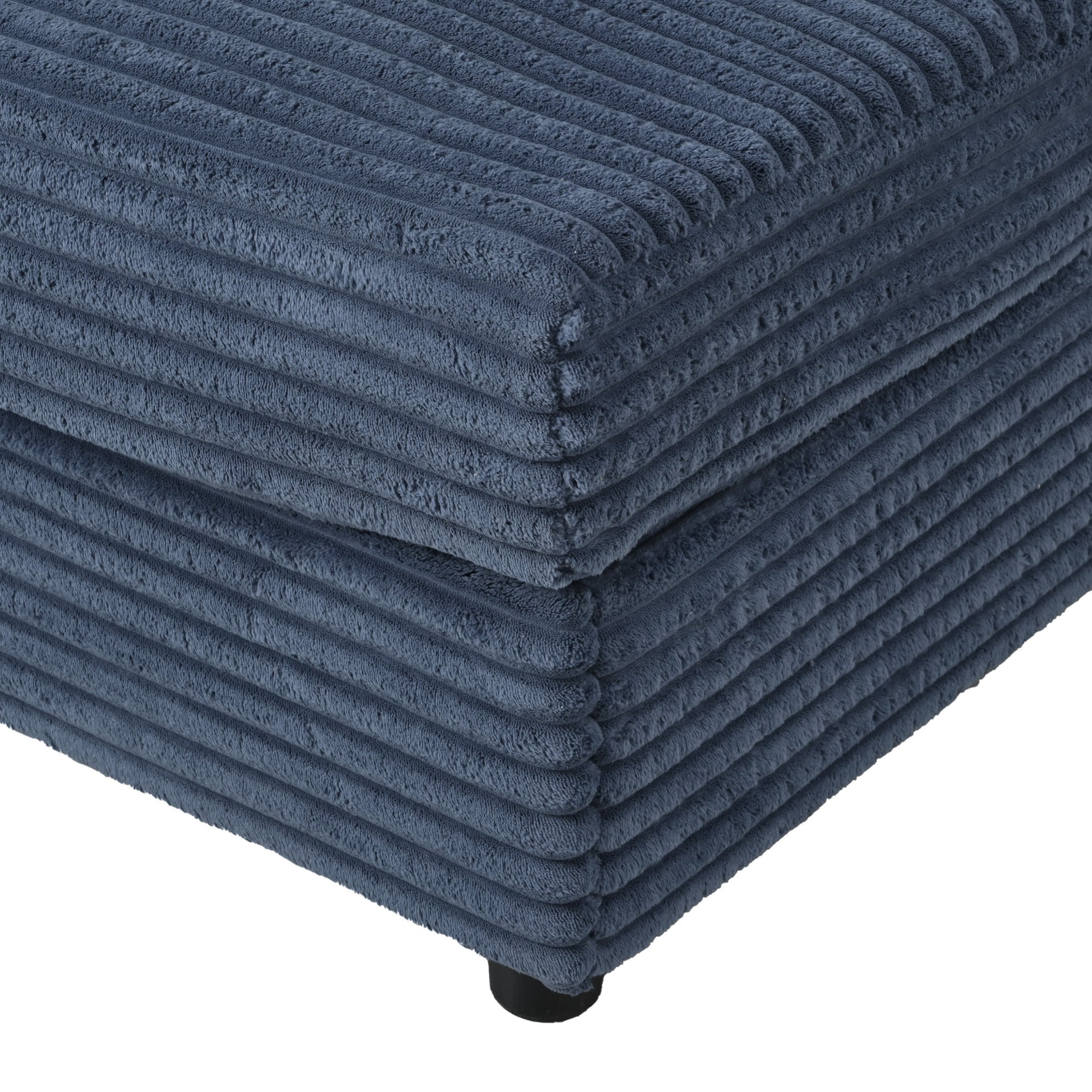 86.5 Oversized Loveseat Chaise Lounge Sectional Sofa Bed Corduroy Sleeper Sofa with Two USB Ports , Two Cup Holders and Two Throw Pillows for Living Room and Bedroom, Blue