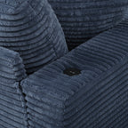 86.5 Oversized Loveseat Chaise Lounge Sectional Sofa Bed Corduroy Sleeper Sofa with Two USB Ports , Two Cup Holders and Two Throw Pillows for Living Room and Bedroom, Blue