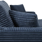 86.5 Oversized Loveseat Chaise Lounge Sectional Sofa Bed Corduroy Sleeper Sofa with Two USB Ports , Two Cup Holders and Two Throw Pillows for Living Room and Bedroom, Blue