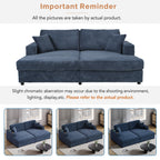 86.5 Oversized Loveseat Chaise Lounge Sectional Sofa Bed Corduroy Sleeper Sofa with Two USB Ports , Two Cup Holders and Two Throw Pillows for Living Room and Bedroom, Blue