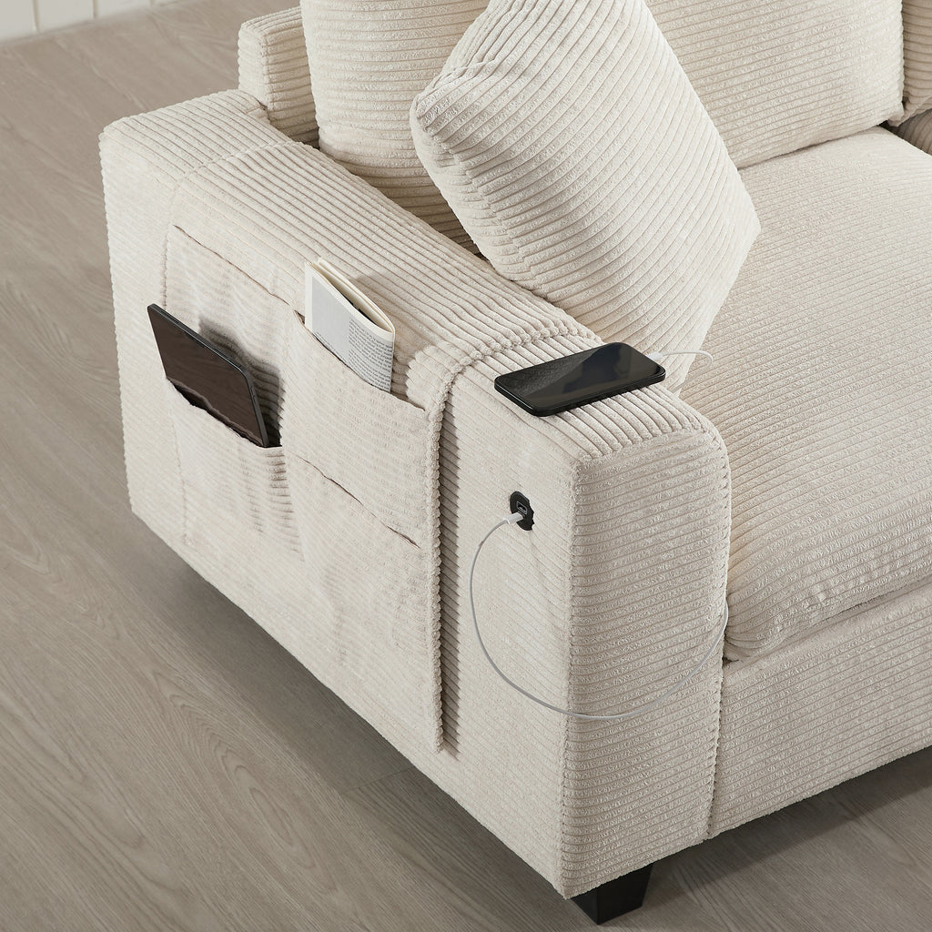 [VIDEO]140'' Oversized Modular Sectional Sofa with Movable Storage Ottoman and Console,Removable Storage Pockets,Cup Holder,Wide Seat,USB Charger,6 Seat U Shaped Chenille Couch for Living Room,2 Color