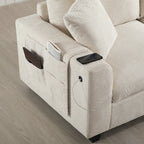 [VIDEO]140'' Oversized Modular Sectional Sofa with Movable Storage Ottoman and Console,Removable Storage Pockets,Cup Holder,Wide Seat,USB Charger,6 Seat U Shaped Chenille Couch for Living Room,2 Color