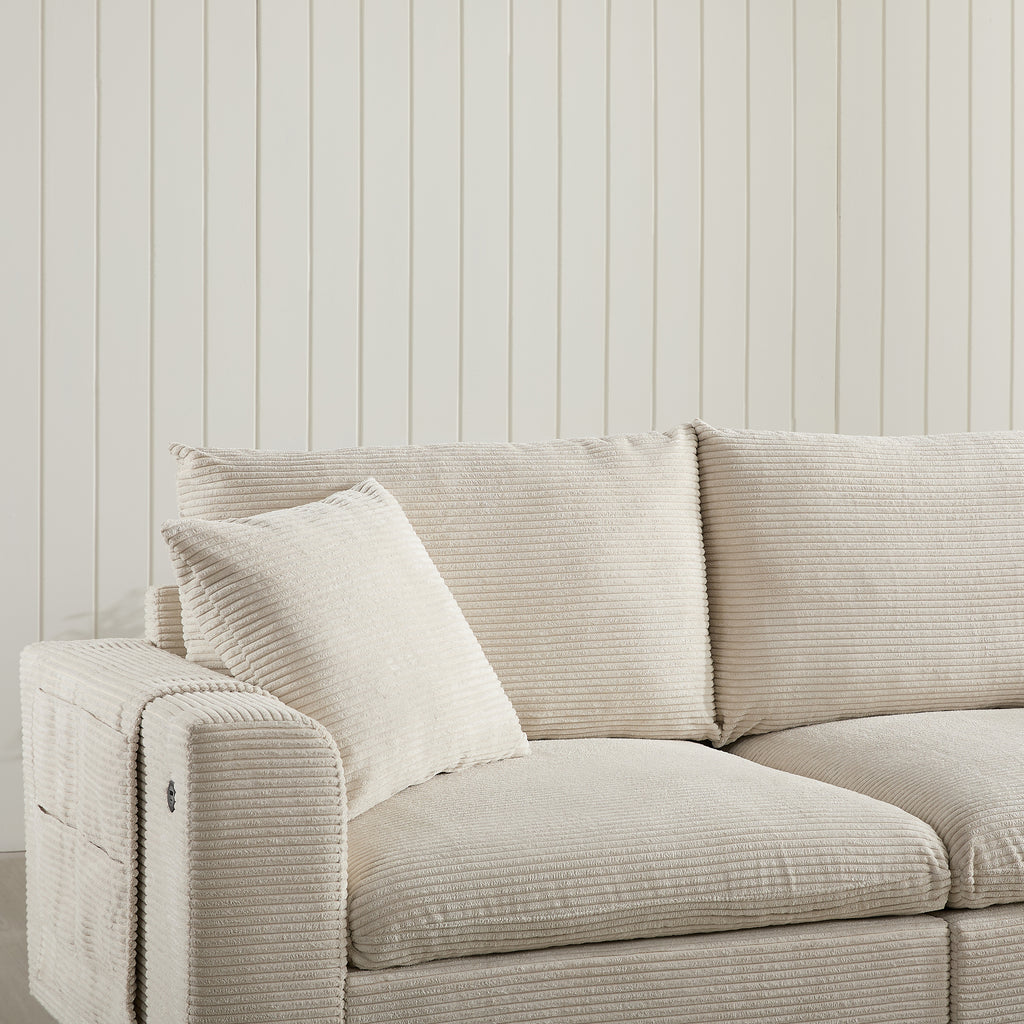 [VIDEO]140'' Oversized Modular Sectional Sofa with Movable Storage Ottoman and Console,Removable Storage Pockets,Cup Holder,Wide Seat,USB Charger,6 Seat U Shaped Chenille Couch for Living Room,2 Color