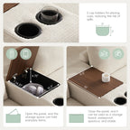 [VIDEO]140'' Oversized Modular Sectional Sofa with Movable Storage Ottoman and Console,Removable Storage Pockets,Cup Holder,Wide Seat,USB Charger,6 Seat U Shaped Chenille Couch for Living Room,2 Color