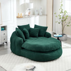 Oversized Oval Upholstered Bean Bag Sofa, Lazy Sofa with 3 Large Pillows and 2 Small Pillows, Wrap Around Backrest for Adults, Chenille Fabric Lazy Floor Bean Bag Sofa Bean Bag Chairs