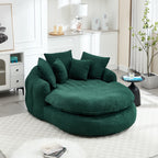 Oversized Oval Upholstered Bean Bag Sofa, Lazy Sofa with 3 Large Pillows and 2 Small Pillows, Wrap Around Backrest for Adults, Chenille Fabric Lazy Floor Bean Bag Sofa Bean Bag Chairs
