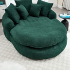 Oversized Oval Upholstered Bean Bag Sofa, Lazy Sofa with 3 Large Pillows and 2 Small Pillows, Wrap Around Backrest for Adults, Chenille Fabric Lazy Floor Bean Bag Sofa Bean Bag Chairs