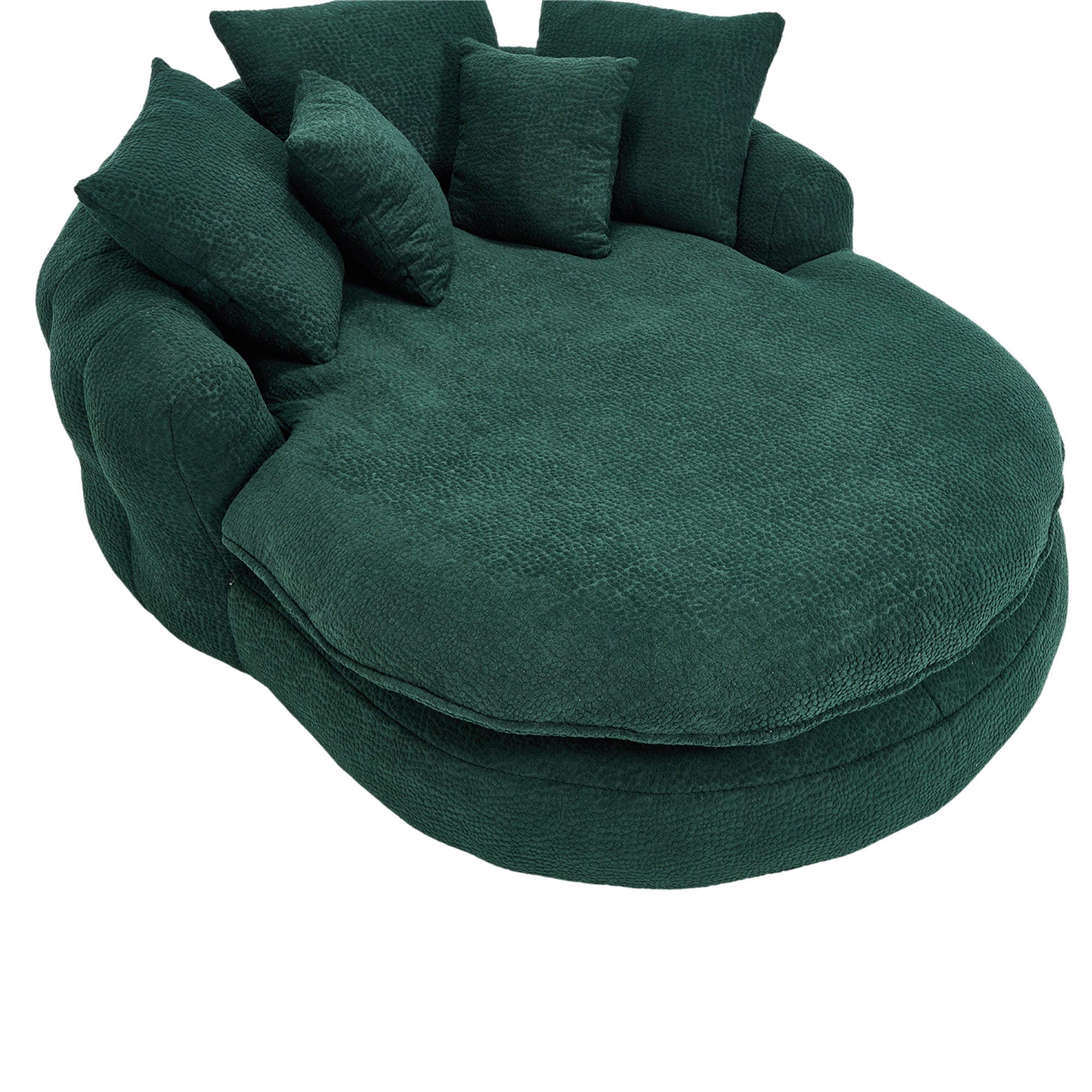 Oversized Oval Upholstered Bean Bag Sofa, Lazy Sofa with 3 Large Pillows and 2 Small Pillows, Wrap Around Backrest for Adults, Chenille Fabric Lazy Floor Bean Bag Sofa Bean Bag Chairs