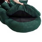 Oversized Oval Upholstered Bean Bag Sofa, Lazy Sofa with 3 Large Pillows and 2 Small Pillows, Wrap Around Backrest for Adults, Chenille Fabric Lazy Floor Bean Bag Sofa Bean Bag Chairs