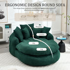 Oversized Oval Upholstered Bean Bag Sofa, Lazy Sofa with 3 Large Pillows and 2 Small Pillows, Wrap Around Backrest for Adults, Chenille Fabric Lazy Floor Bean Bag Sofa Bean Bag Chairs