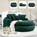 Oversized Oval Upholstered Bean Bag Sofa, Lazy Sofa with 3 Large Pillows and 2 Small Pillows, Wrap Around Backrest for Adults, Chenille Fabric Lazy Floor Bean Bag Sofa Bean Bag Chairs