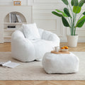 Giant Bean Bag Chair withFootstool, Oversized Bean Bag for Adults and Kids, Faux Fur Shell-Shaped Large Chair with Filler, Stuffed Big Accent Sofa, Floor Sofa for Gaming,Reading Living Room Bedroom - Groovy Boardz