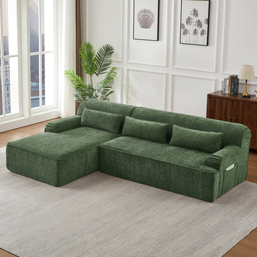 Chenille L-Shape Luxury Sectional Oversized Sofa,Mnimalist Design,Comfy Sleeper Couch for Living Room,Apartment&Reception Spaces,No Assembly Required Sectional Sofa