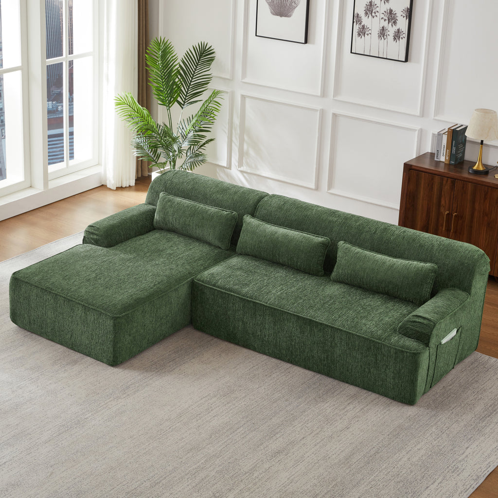 Chenille L-Shape Luxury Sectional Oversized Sofa,Mnimalist Design,Comfy Sleeper Couch for Living Room,Apartment&Reception Spaces,No Assembly Required Sectional Sofa