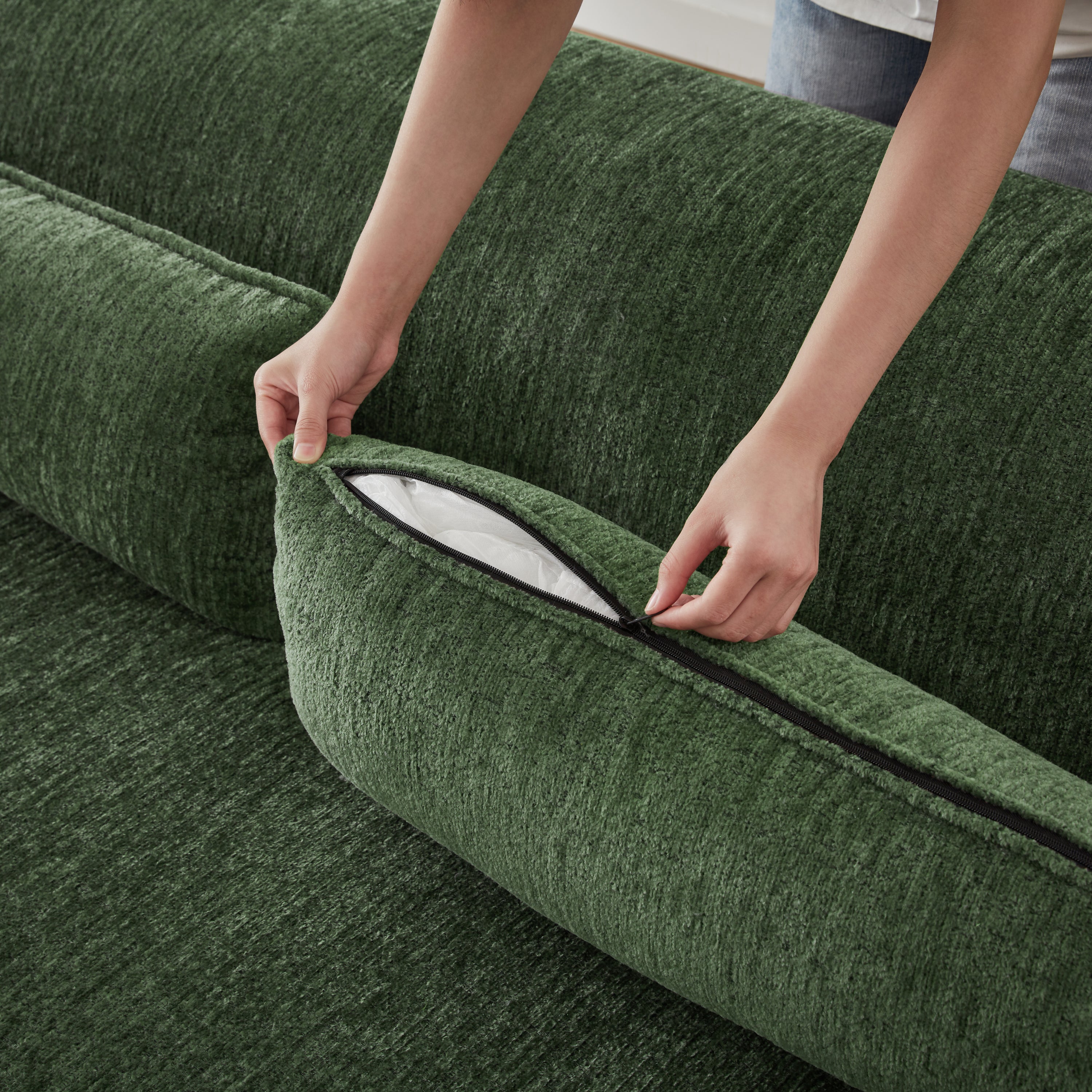 Chenille L-Shape Luxury Sectional Oversized Sofa,Mnimalist Design,Comfy Sleeper Couch for Living Room,Apartment&Reception Spaces,No Assembly Required Sectional Sofa