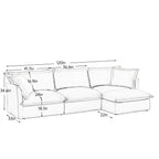 L-Shaped Slipcovered Sectional Sofa Couch, Comfy Deep Seat Cloud Couch with Convertible Ottoman & 2 Big Pillows, Modern Oversized 3 Seater Slipcovered Sofa Set for Living Room Office, Cream Corduroy
