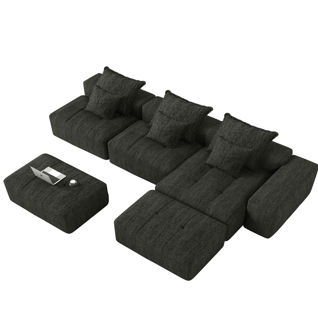 Oversized Modern Chenille Modular Sectional Sofa.