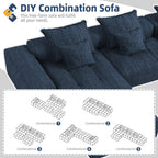 Oversized Modern Chenille Modular Sectional Sofa in Blue.