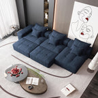 Oversized Modern Chenille Modular Sectional Sofa in Blue.