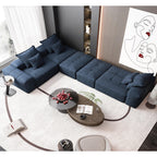 Oversized Modern Chenille Modular Sectional Sofa in Blue.