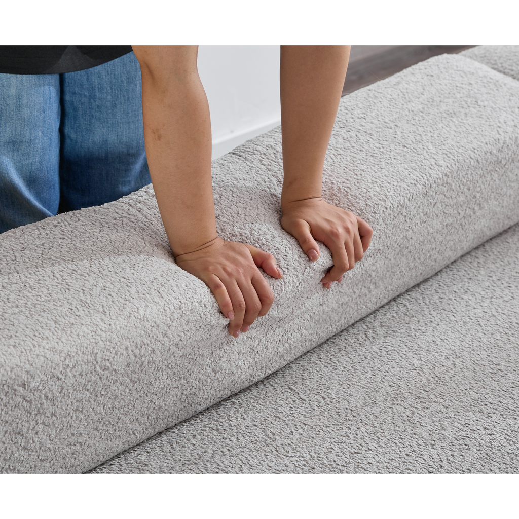 [NEW ARRIVED] [VIDEO PROVIDED]Oversized Combination Sofa,Curved Sofa,Upholstered 4 Seater Couch for Living Room,  Modern Modular 3 Piece Free Combination, Semicircular Modular  Sofa ,  Boucle, Gray