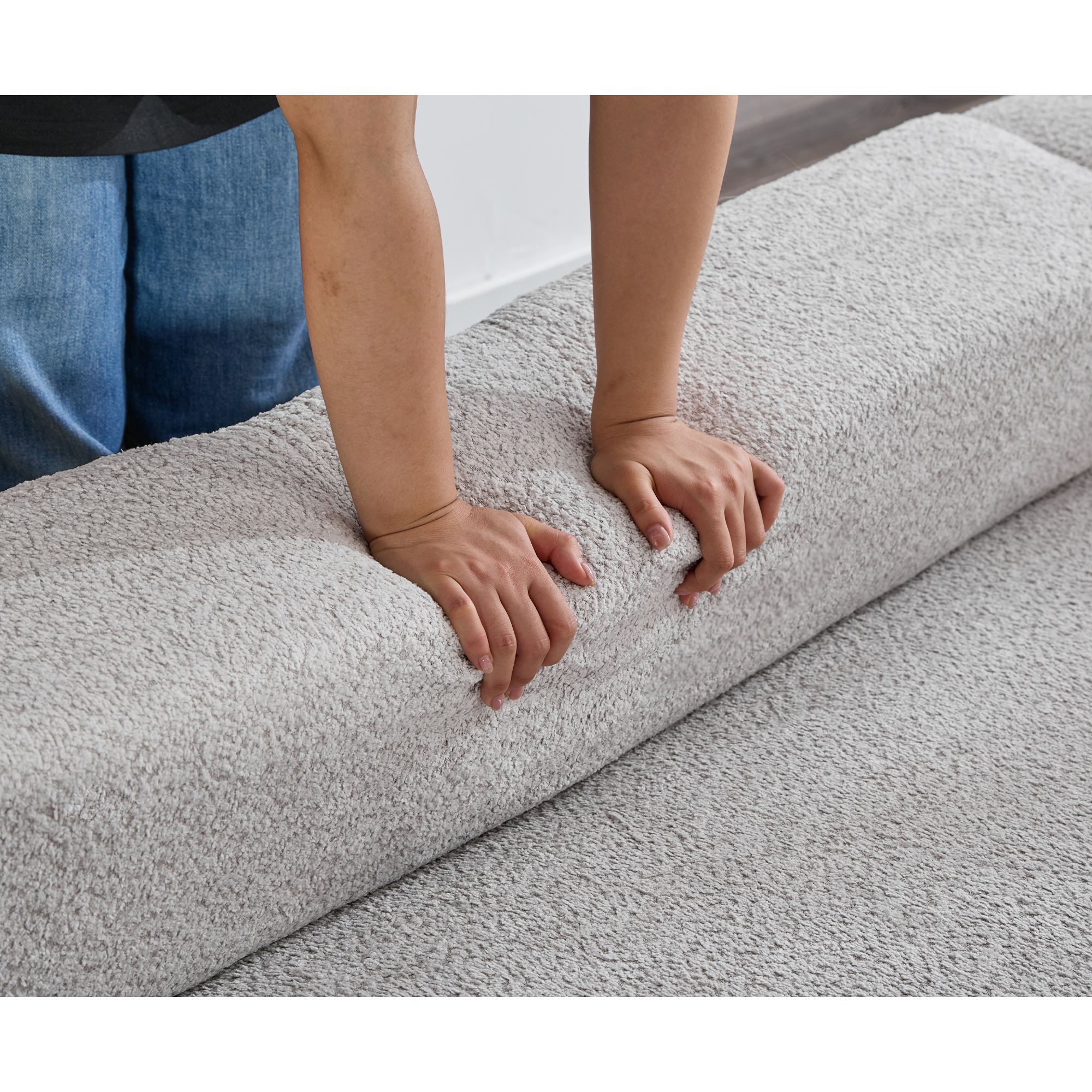 [NEW ARRIVED] [VIDEO PROVIDED]Oversized Combination Sofa,Curved Sofa,Upholstered 4 Seater Couch for Living Room,  Modern Modular 3 Piece Free Combination, Semicircular Modular  Sofa ,  Boucle, Gray